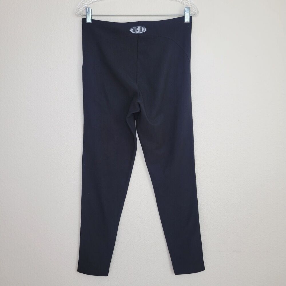 FIORUCCI Legging Black Micro Ribbed Track Pull On Pants Skinny Womens Small Logo